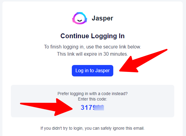 Email verification Jasper