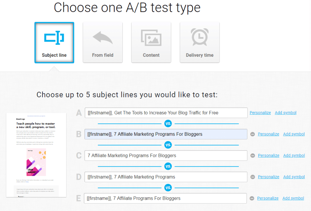 A/B testing types