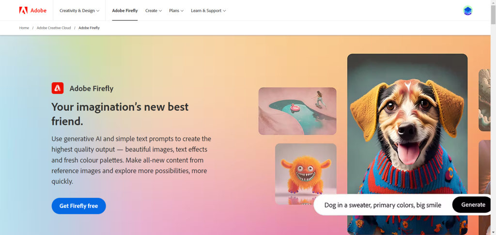 Adobe Firefly website homepage