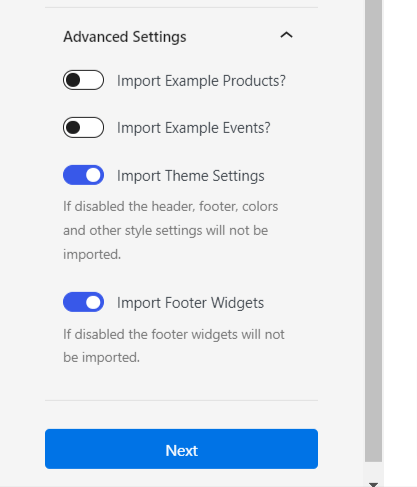 Advanced Settings in Kadence AI Starter templates