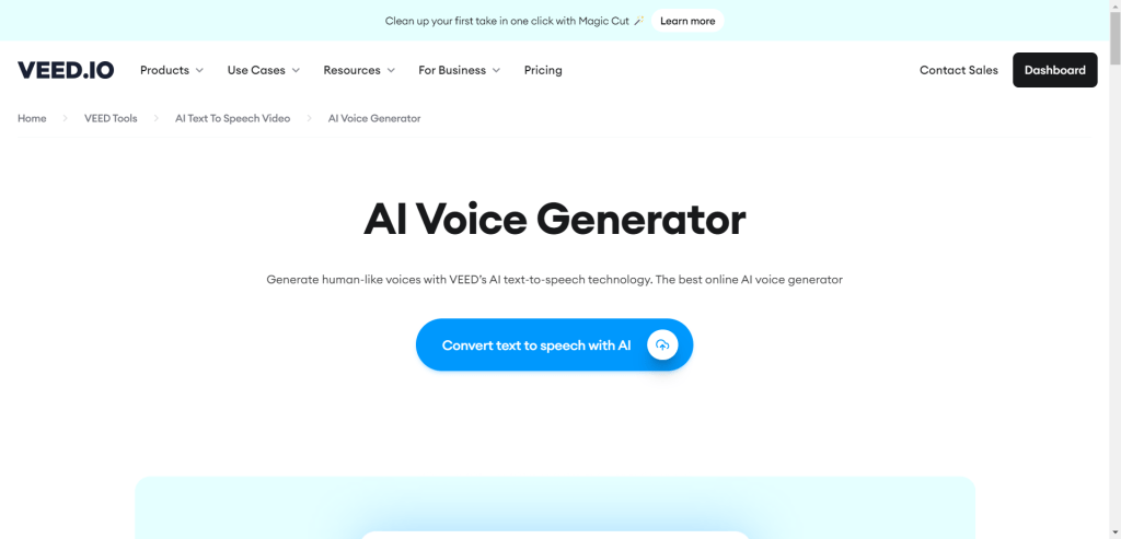 VEED Ai voice generator convert