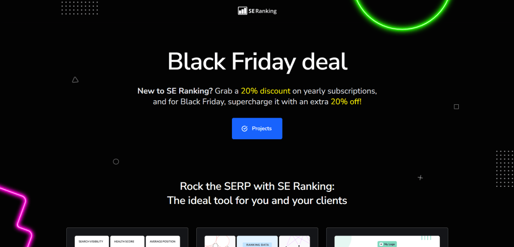 SE Ranking Black Friday Landing page