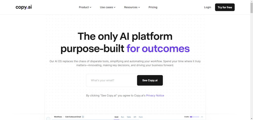 Copy AI - Website home page