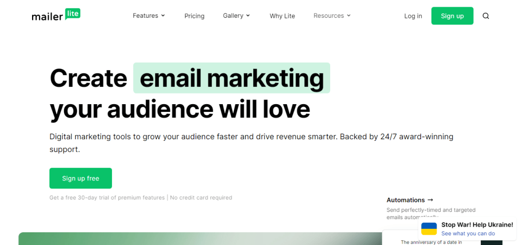 Create email marketing campaign with Mailerlite