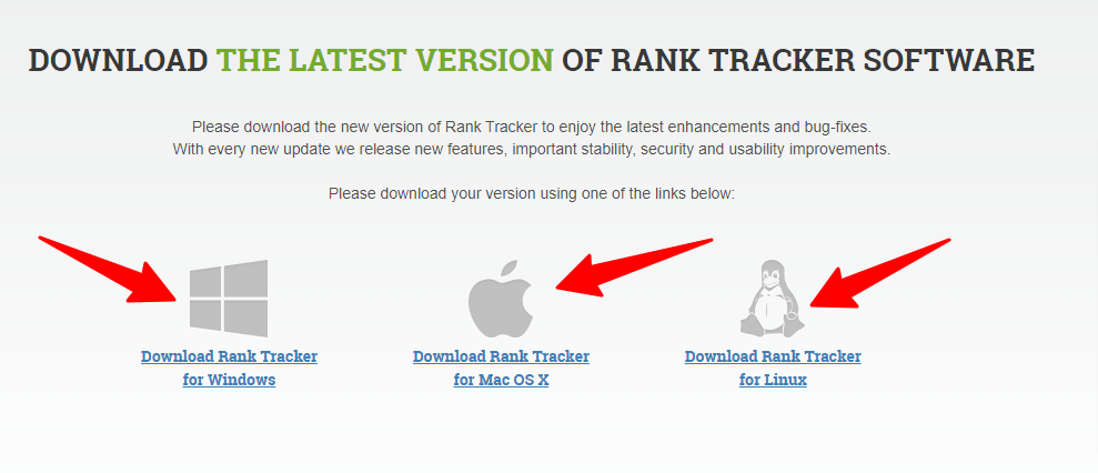 download page for SEO Powersuite rank tracker tool