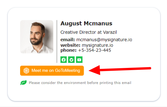 CTA example in an email signature to drive relevant traffic