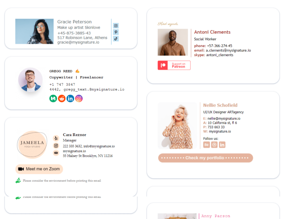 Email signatures examples