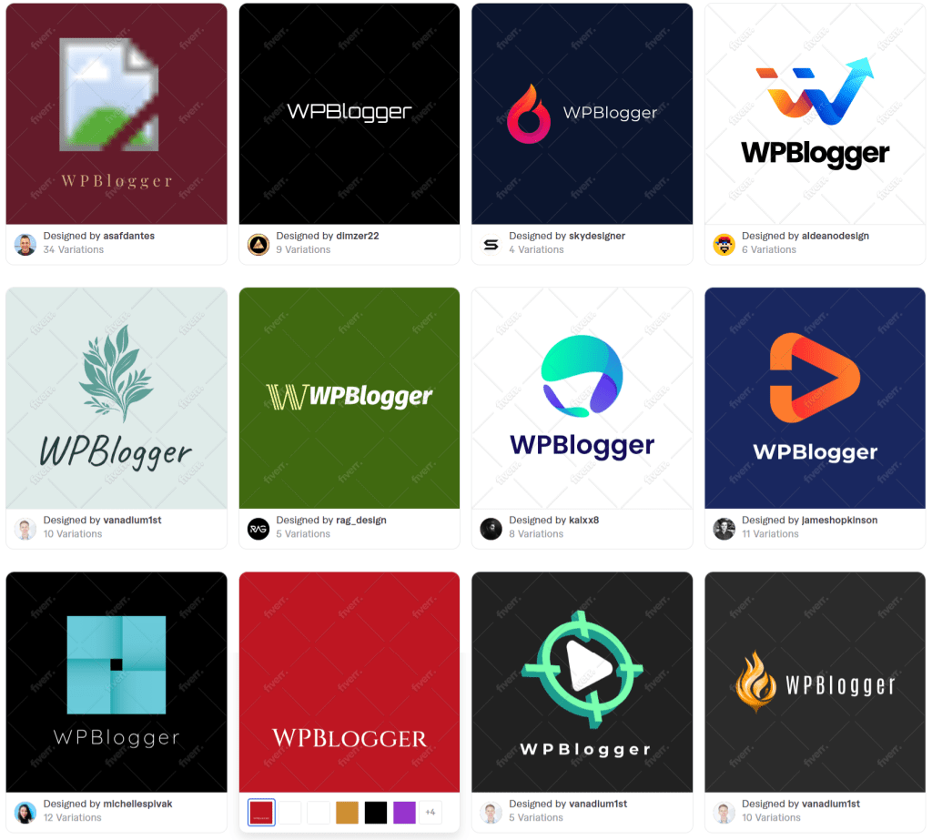 variations of Fiverr logo design