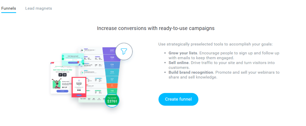 getresponse sales and lead magnet funnels