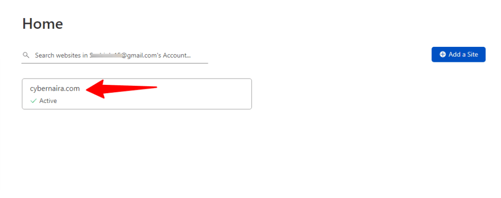 Selecting a domain in Cloudflare