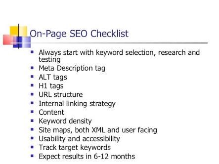 On-page checklist