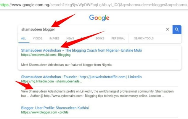 Google search result for the query "Shamsudeen blogger"