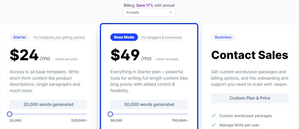 Jasper AI Pricing