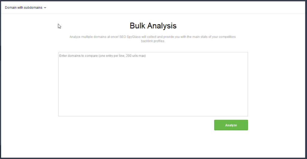 Bulk URL analysis tool in seo spyglass