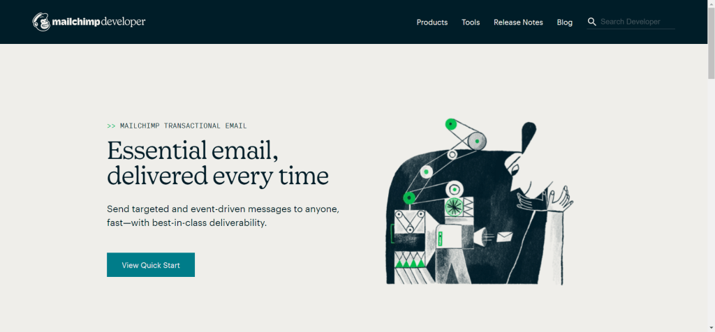 Mailchimp transactional email landing page