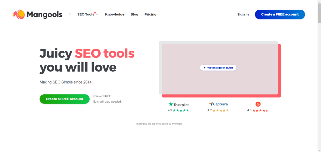 Mangools SEO tools website