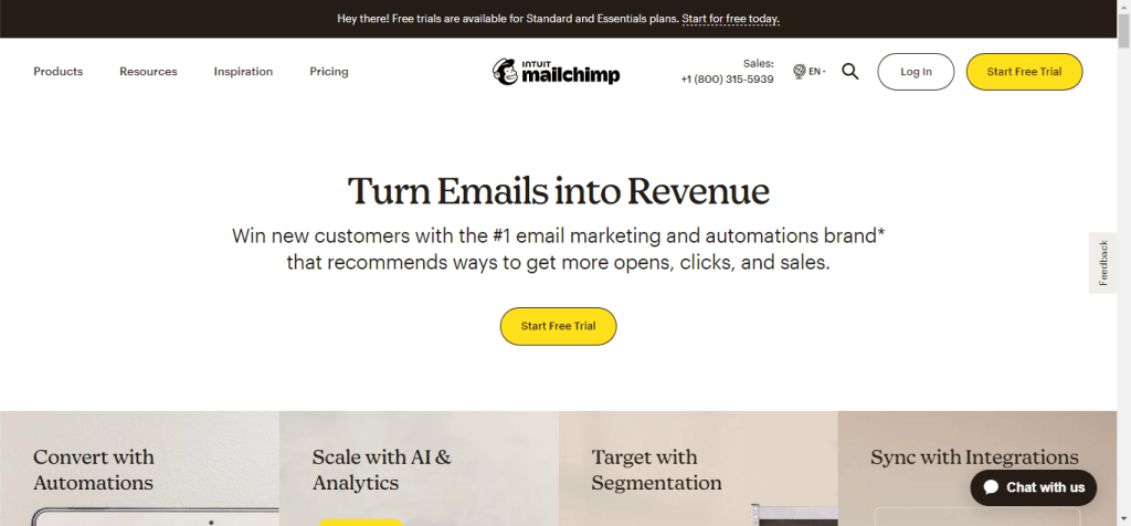 Mailchimp email marketing - homepage