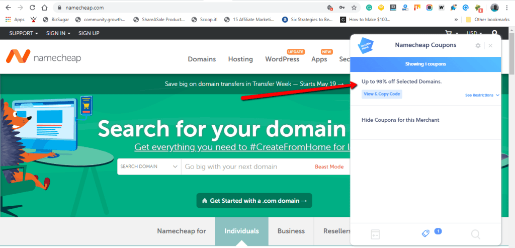 Namecheap coupon website