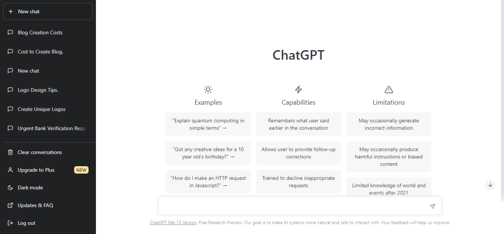 ChatGPT homepage