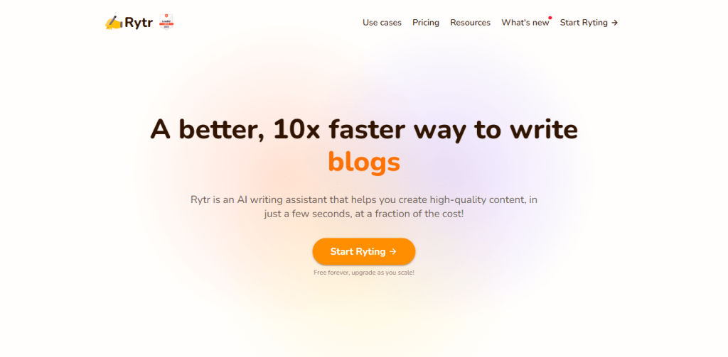 Rytr ai copywriting - homepage