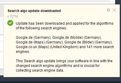 SEO algorithm updates dialog box