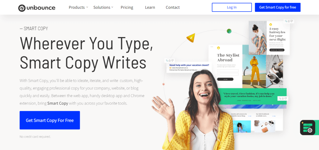 Unbounce Smart Copy Home page