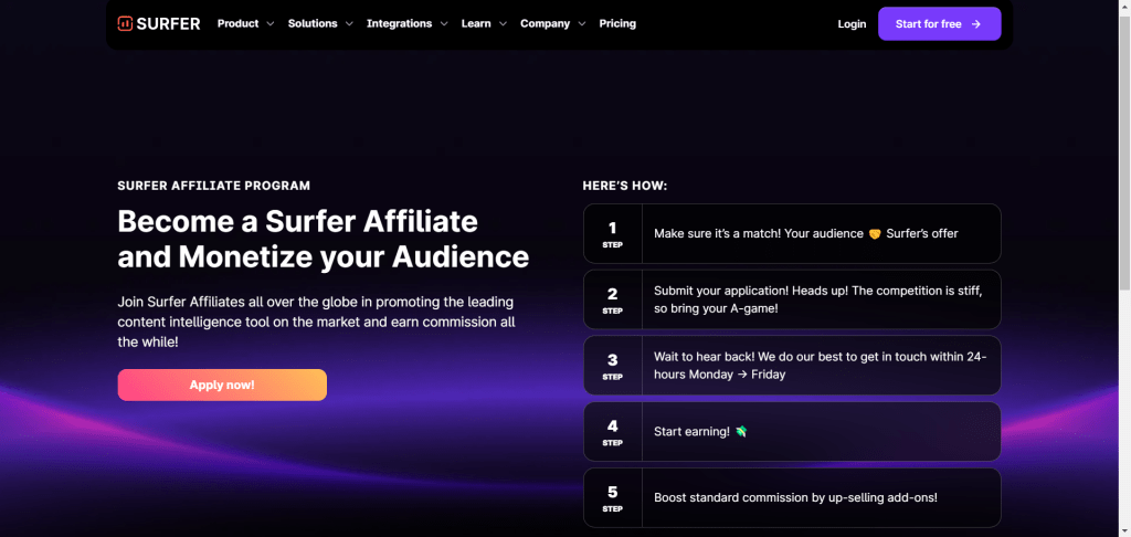 Surfer AI Affiliate Program details