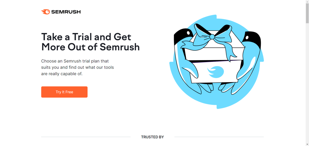 Semrush free trial landing page