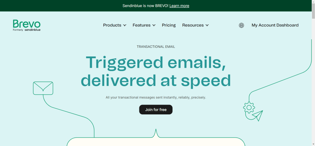 Brevo Transactional email feature page