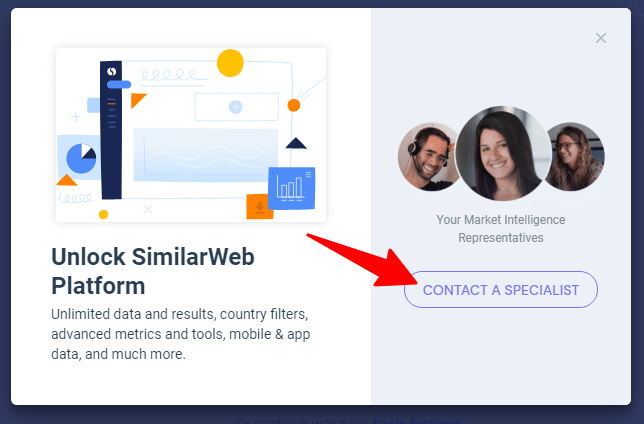 Pop up notification box in Similarweb