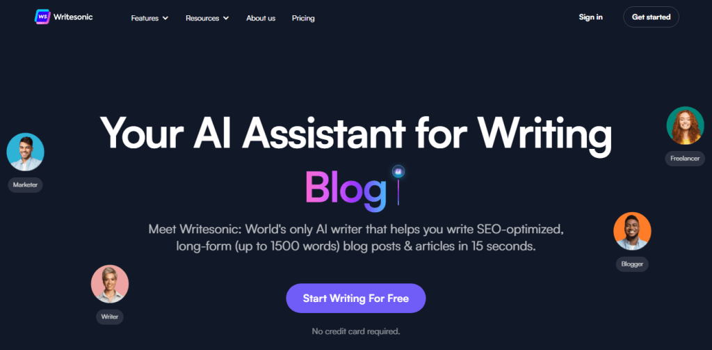 writesonic ai homepage